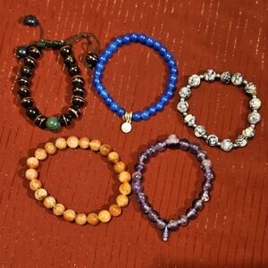 5 Assorted Handmade Beaded Bracelets